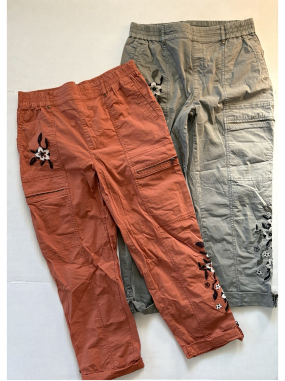 Soft Surroundings Everything Under The Sun Embroidered Cargo Pants Cotton M X2